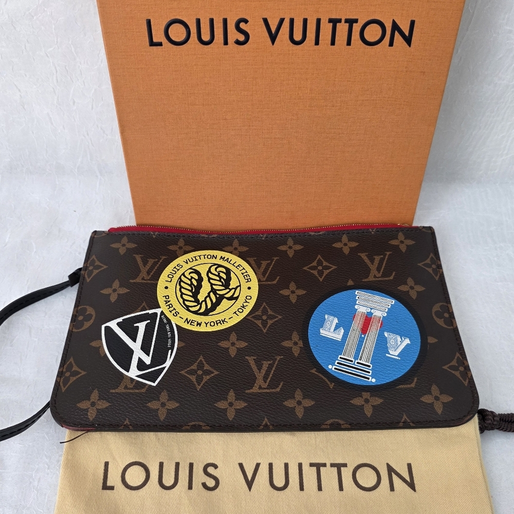 Auth Louis Vuitton LMTD Monogram NEVERFULL World Tour MM Pouch